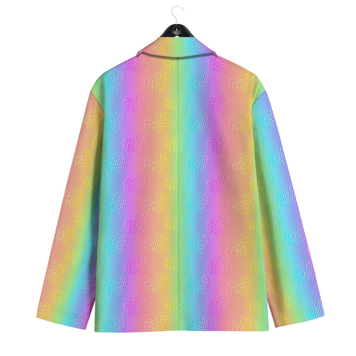 Hearts Rainbow Leopard Print Pattern Men's Sport Coat-grizzshop