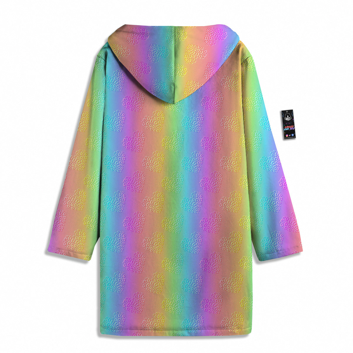 Hearts Rainbow Leopard Print Pattern Men's Windbreaker Jacket-grizzshop