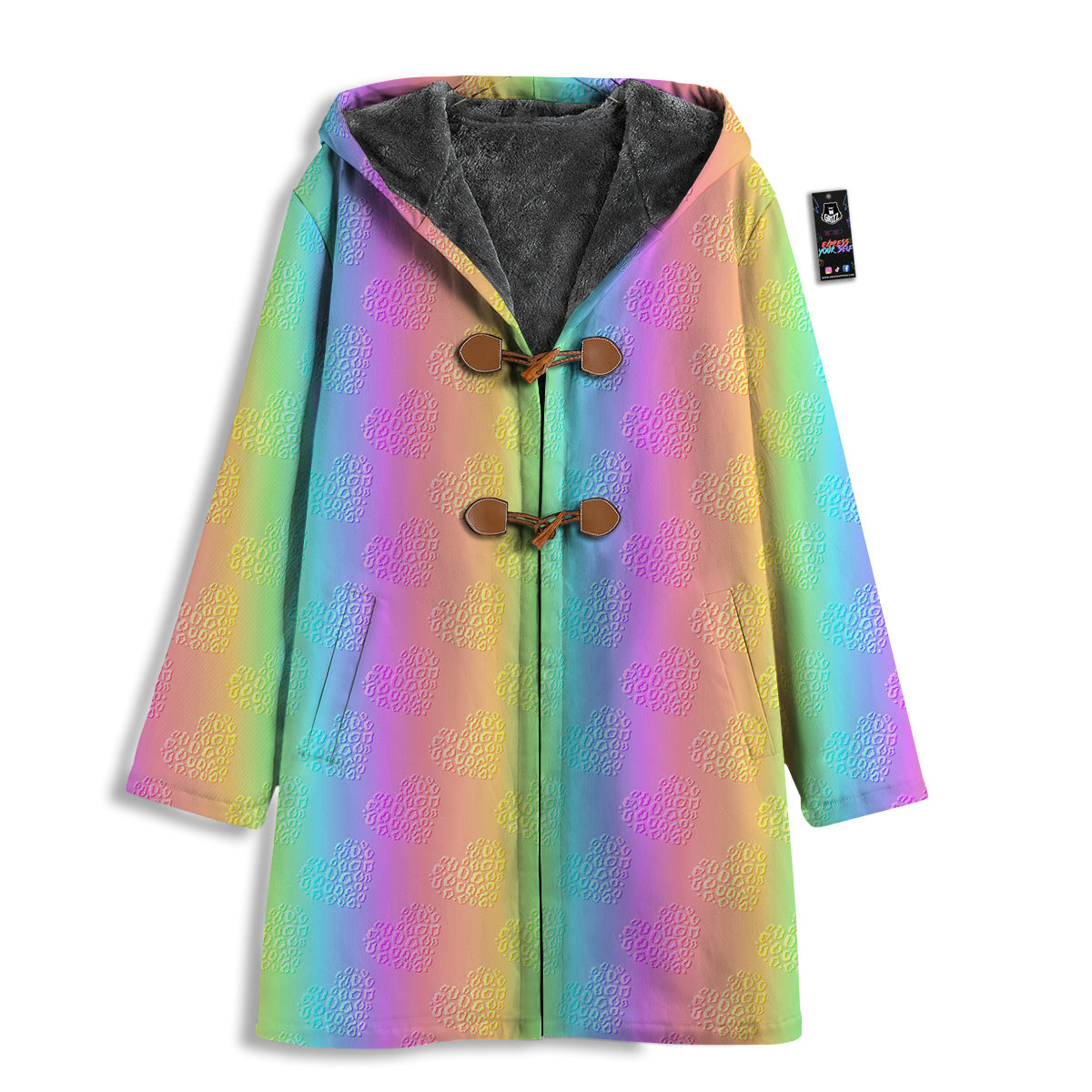 Hearts Rainbow Leopard Print Pattern Men's Windbreaker Jacket-grizzshop