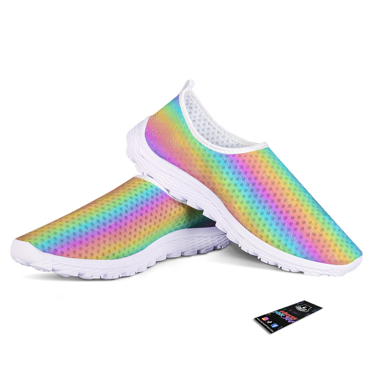 Hearts Rainbow Leopard Print Pattern Nurse Shoes-grizzshop