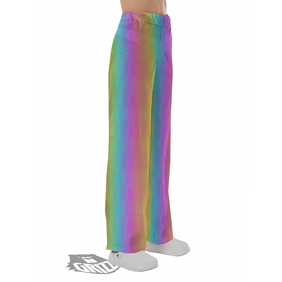 Hearts Rainbow Leopard Print Pattern Pajama Pants-grizzshop