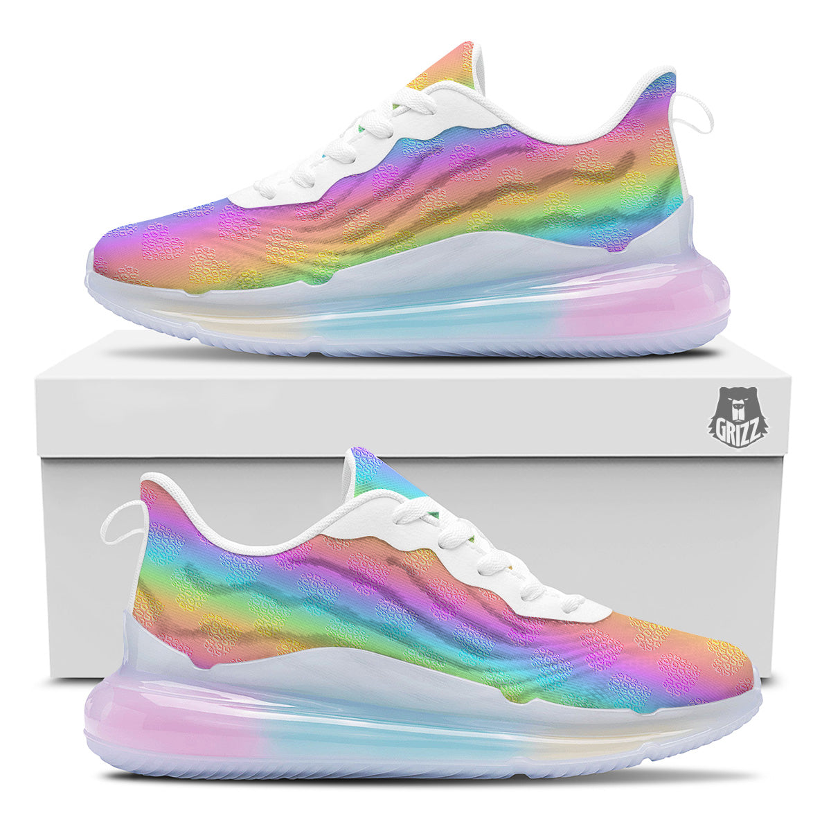 Hearts Rainbow Leopard Print Pattern Running Sneakers-grizzshop