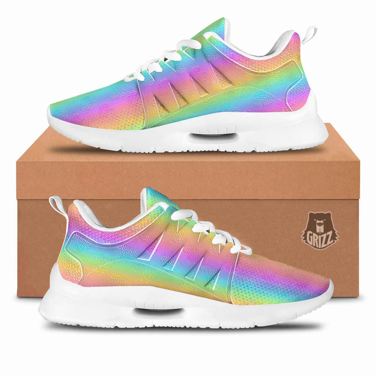 Hearts Rainbow Leopard Print Pattern Tennis Shoes-grizzshop