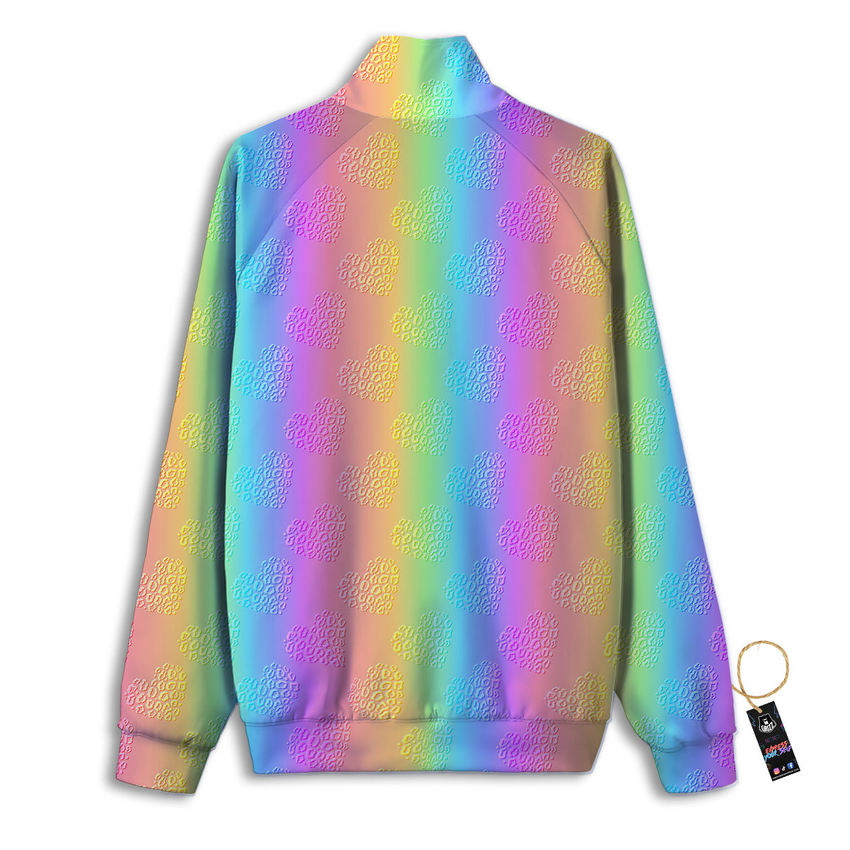 Hearts Rainbow Leopard Print Pattern Track Jacket-grizzshop