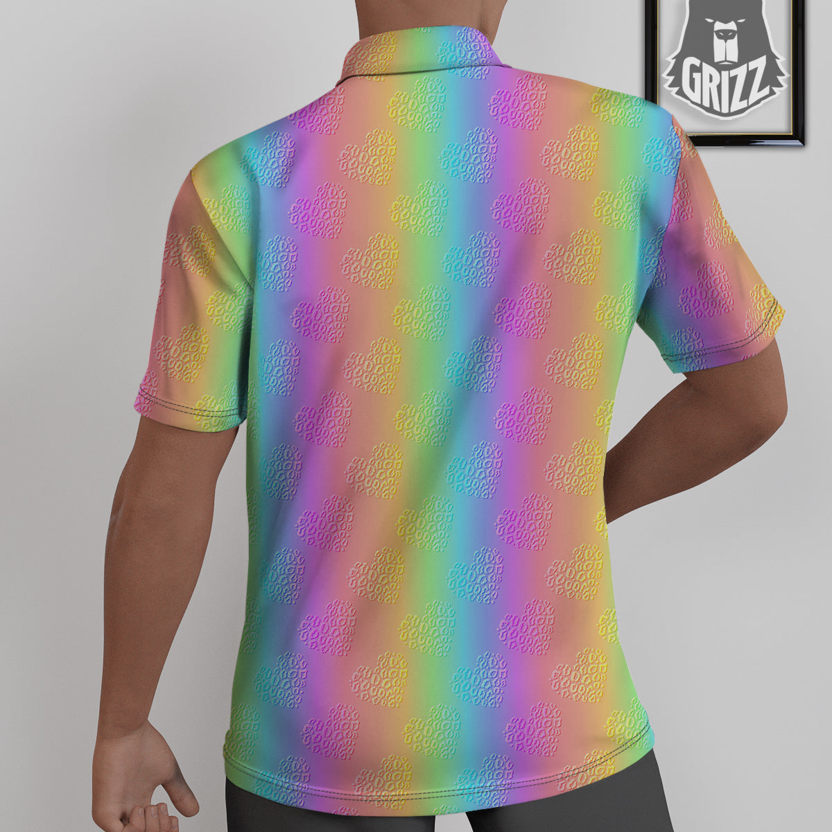 Hearts Rainbow Leopard Print Pattern Untucked Shirts-grizzshop