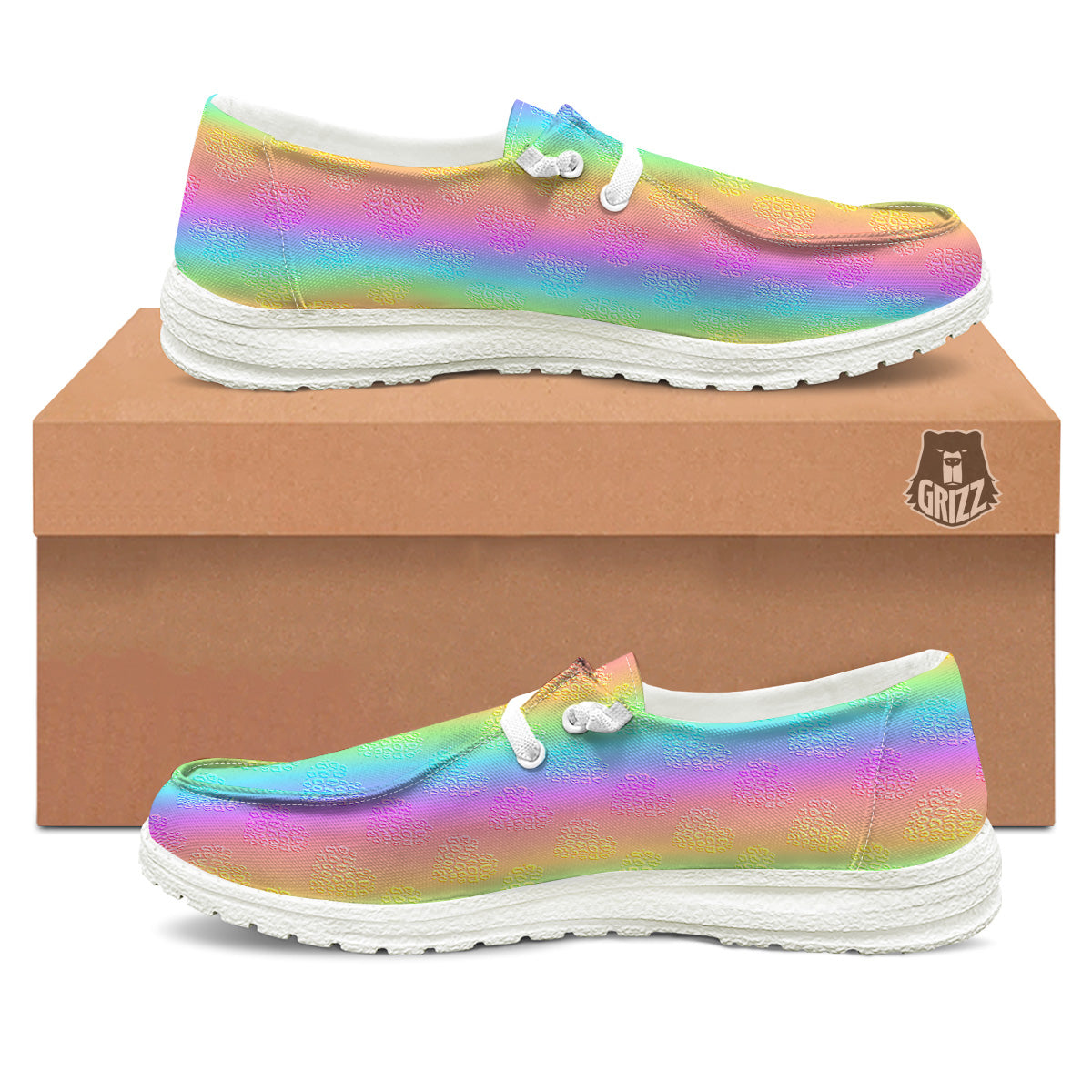 Hearts Rainbow Leopard Print Pattern White Loafers-grizzshop