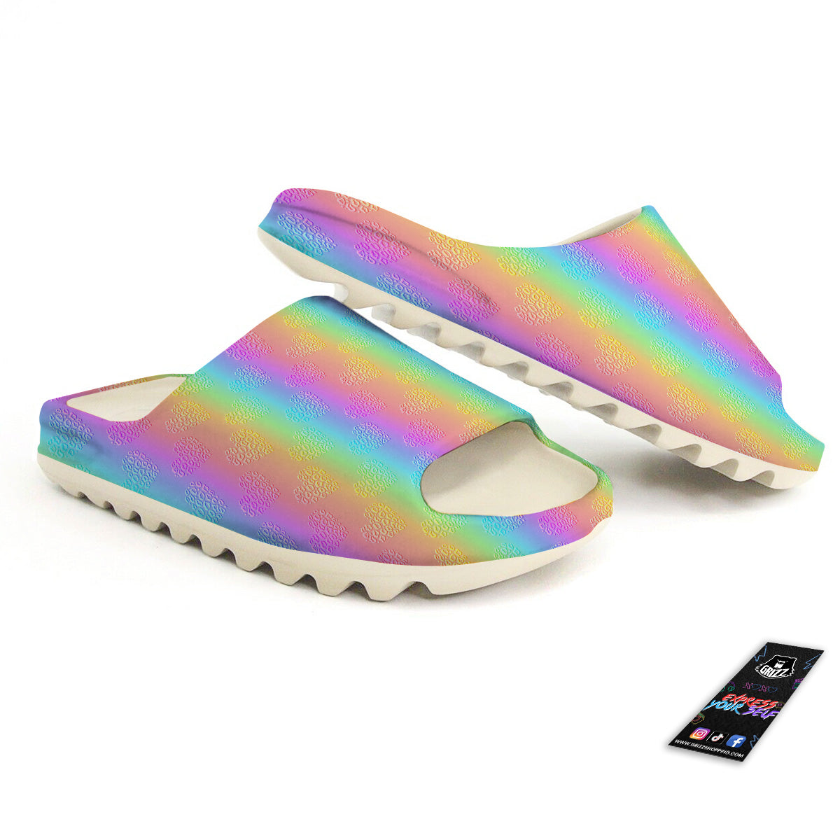 Hearts Rainbow Leopard Print Pattern Sandals-grizzshop