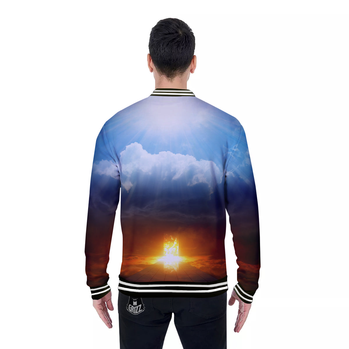 Heaven And Hell Print Baseball Jacket-grizzshop