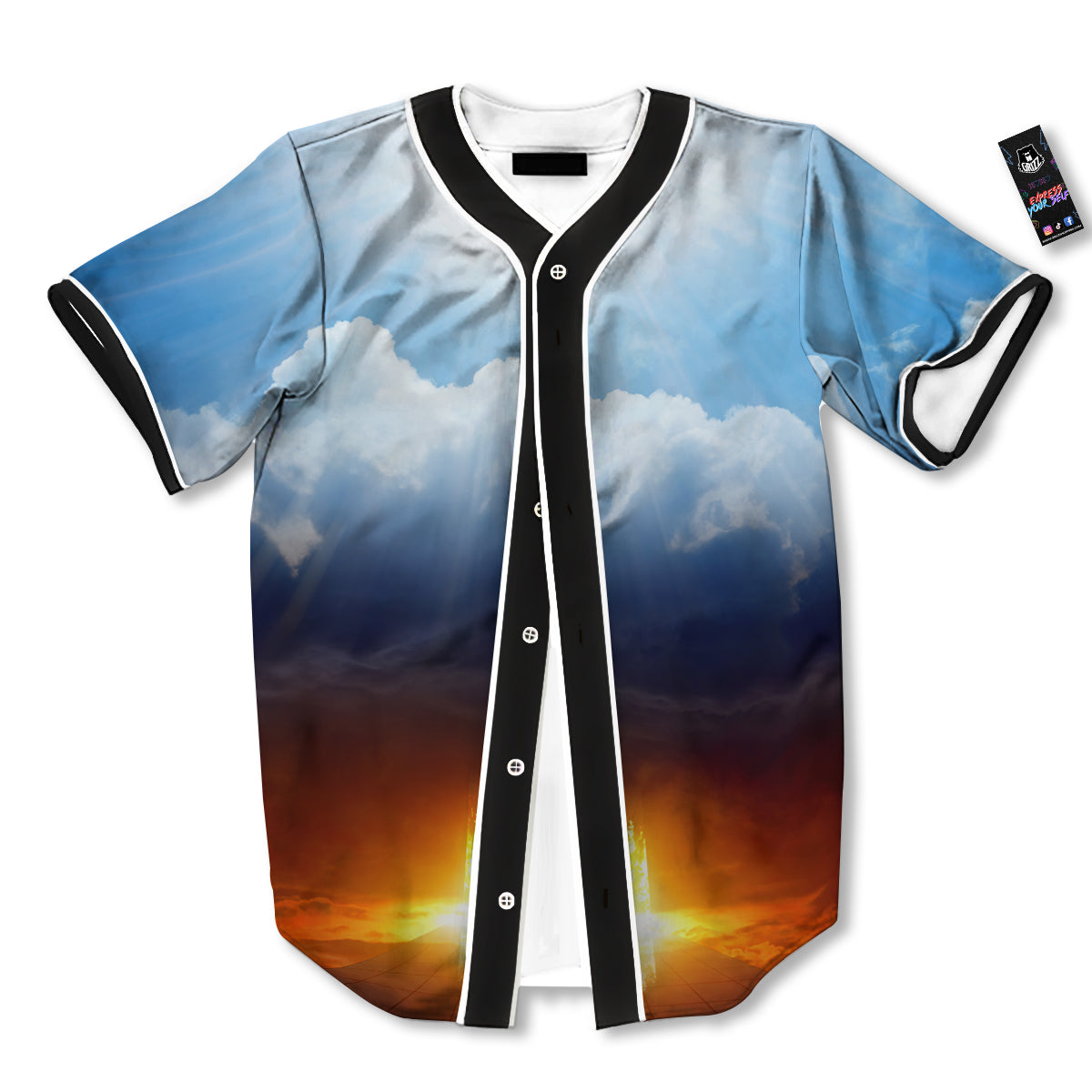Heaven And Hell Print Baseball Jersey-grizzshop