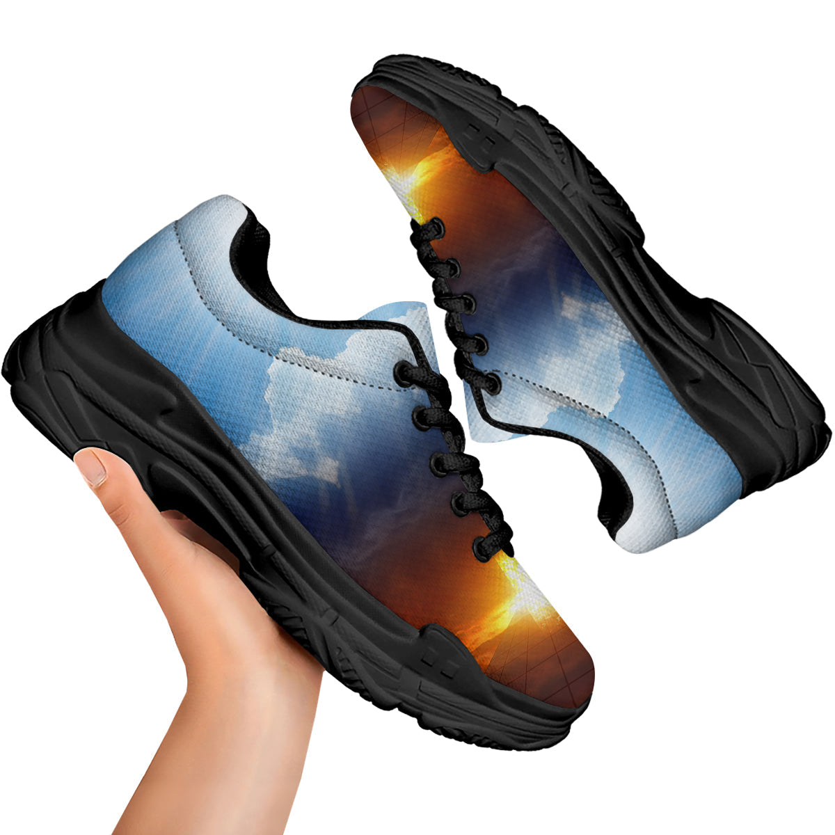 Heaven And Hell Print Black Chunky Shoes-grizzshop