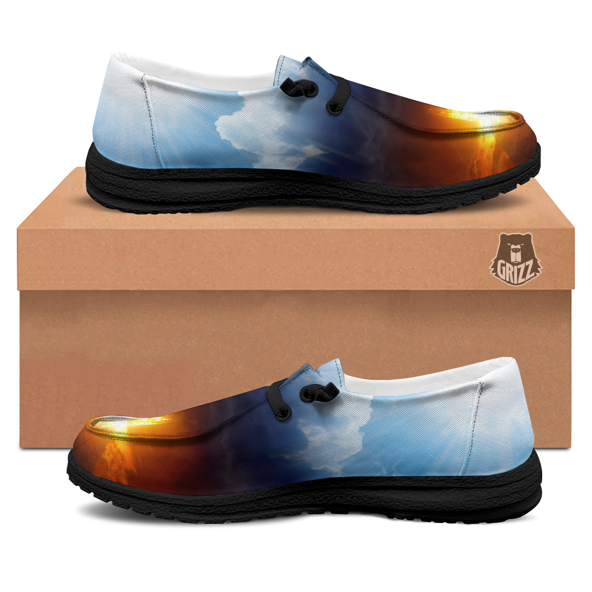 Heaven And Hell Print Black Loafers-grizzshop