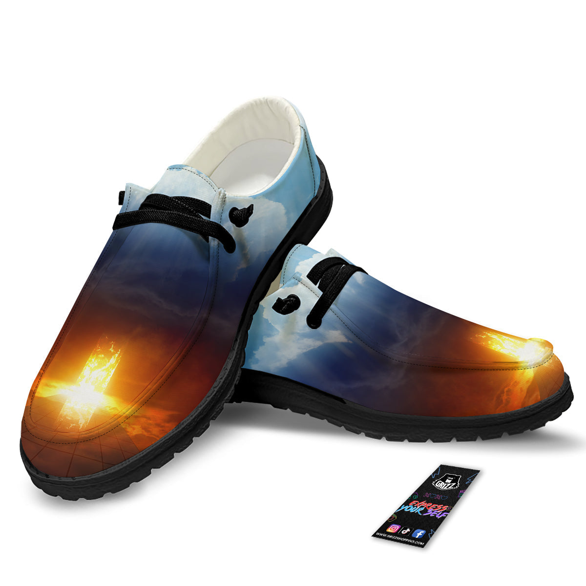 Heaven And Hell Print Black Loafers-grizzshop