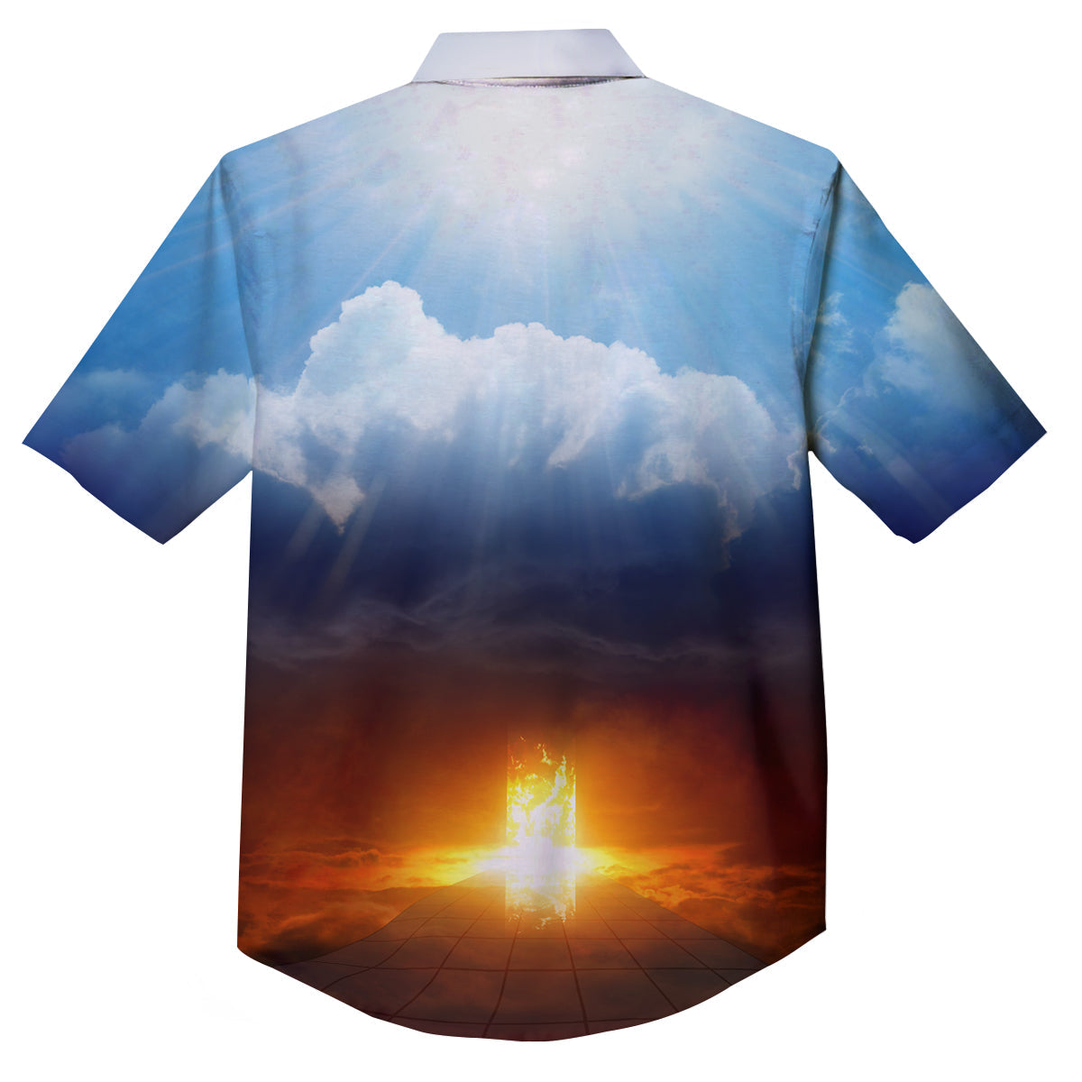 Heaven And Hell Print Button Up Shirt-grizzshop