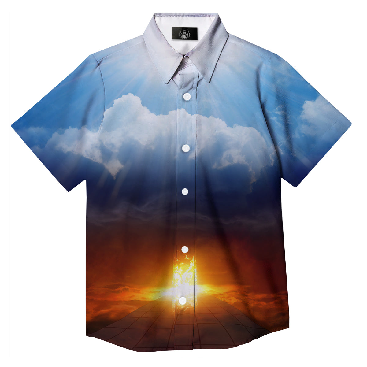 Heaven And Hell Print Button Up Shirt-grizzshop