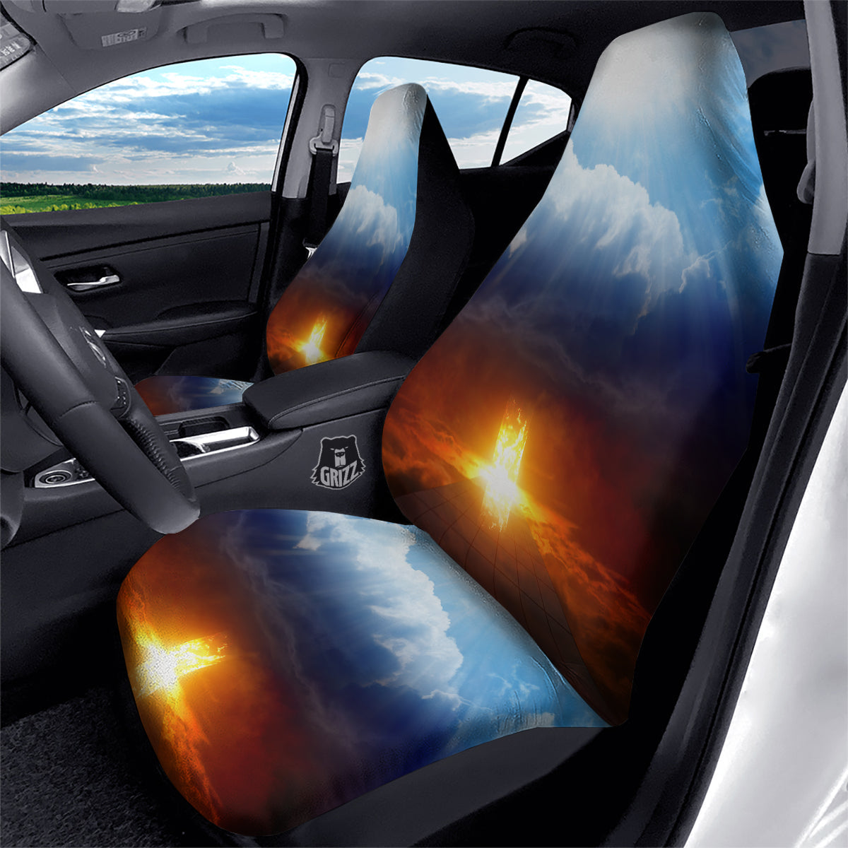 Heaven And Hell Print Car Seat Covers-grizzshop