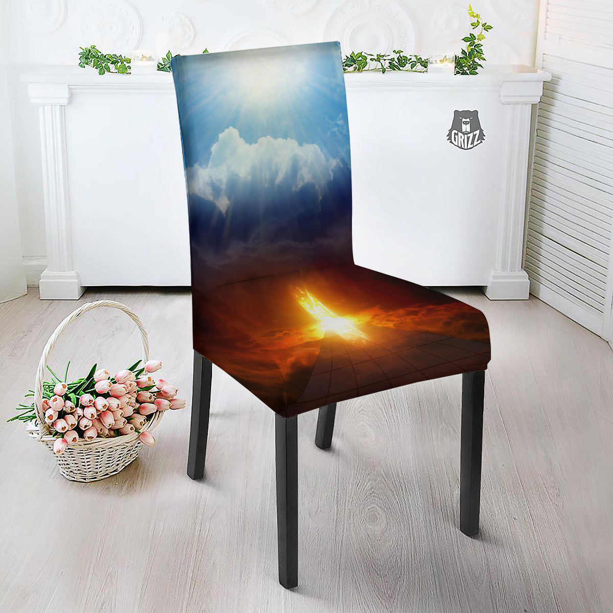 Heaven And Hell Print Dining Chair Slipcover-grizzshop