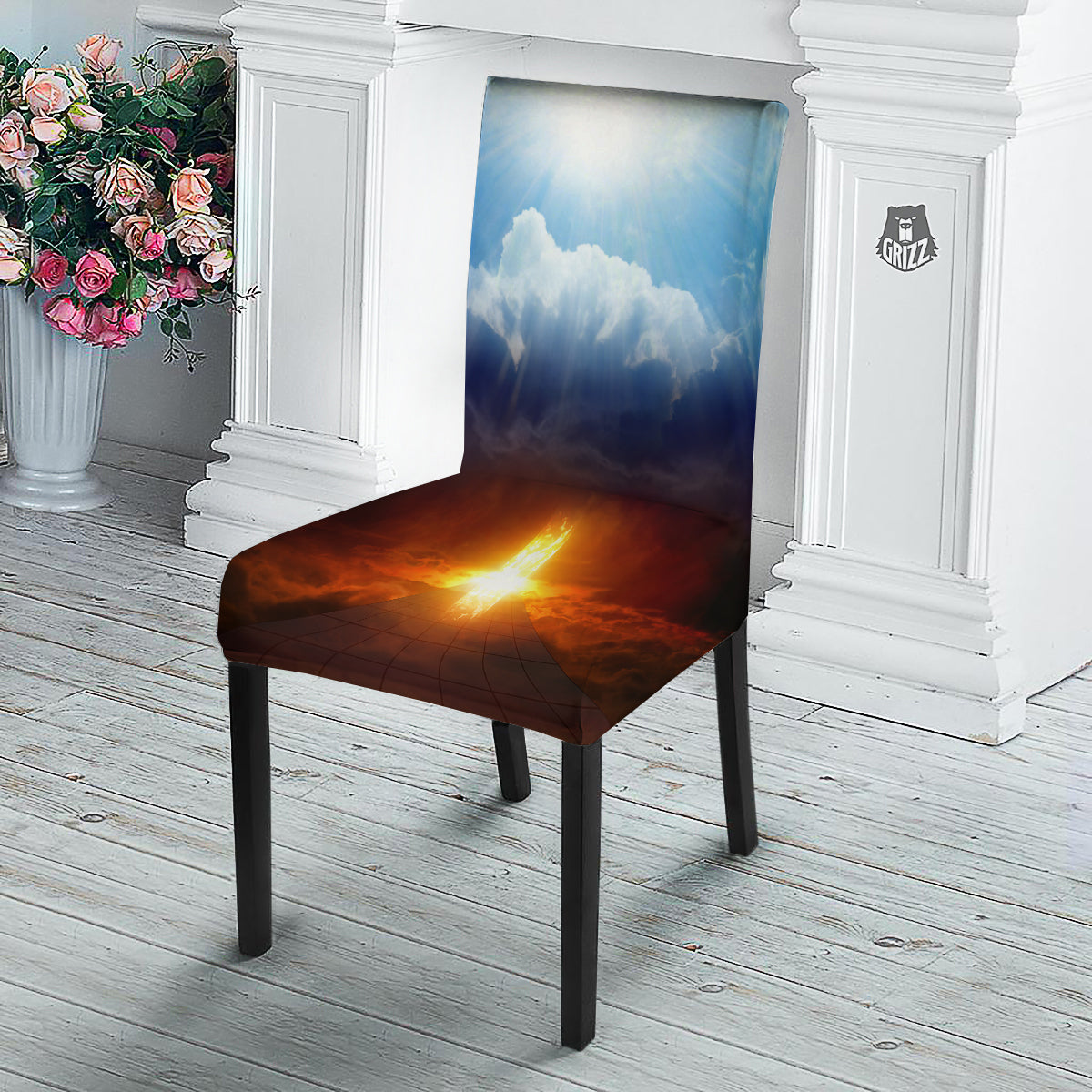 Heaven And Hell Print Dining Chair Slipcover-grizzshop