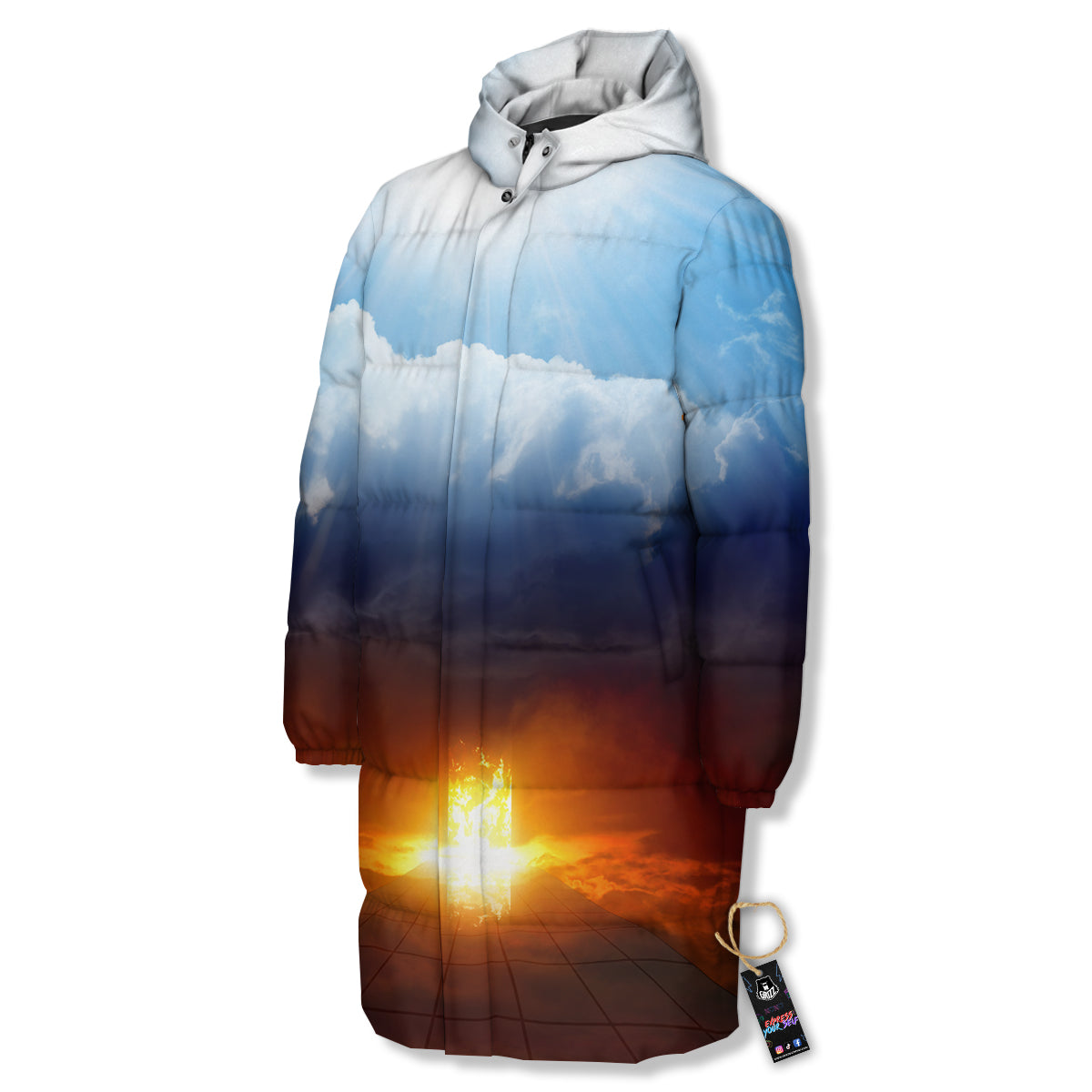 Heaven And Hell Print Long Down Jacket-grizzshop