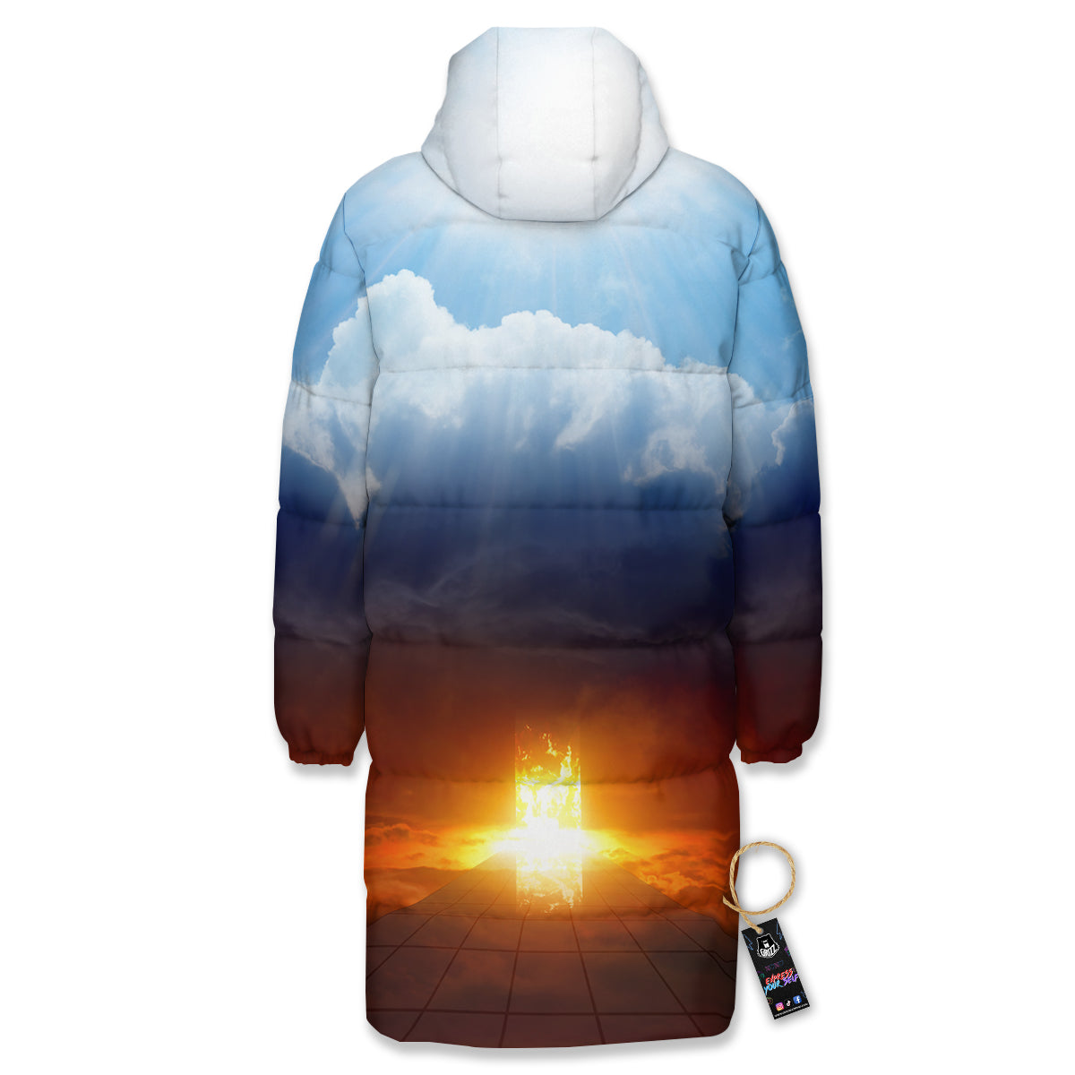 Heaven And Hell Print Long Down Jacket-grizzshop