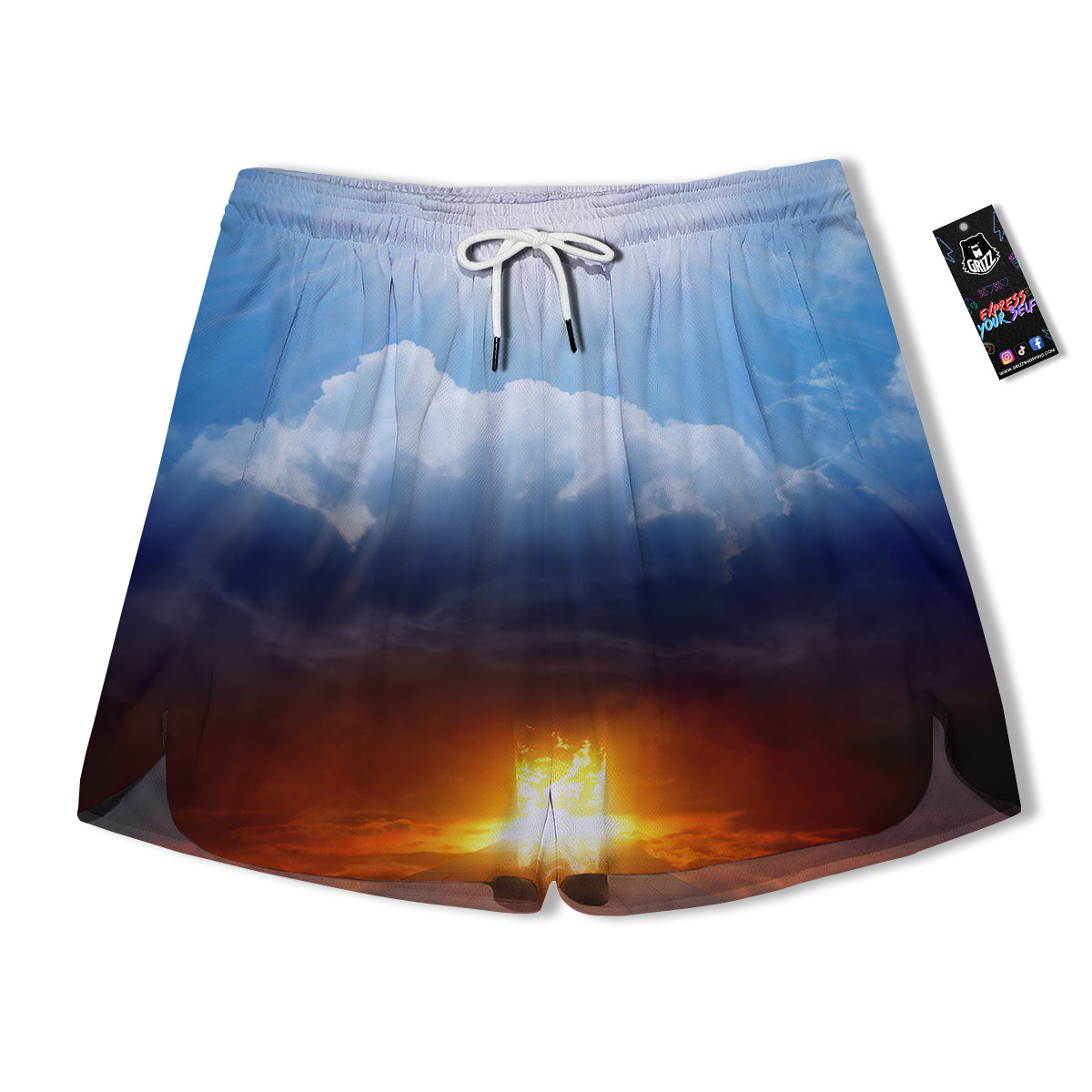 Heaven And Hell Print Men's Running Shorts-grizzshop