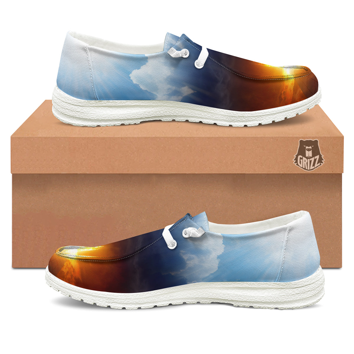 Heaven And Hell Print White Loafers-grizzshop