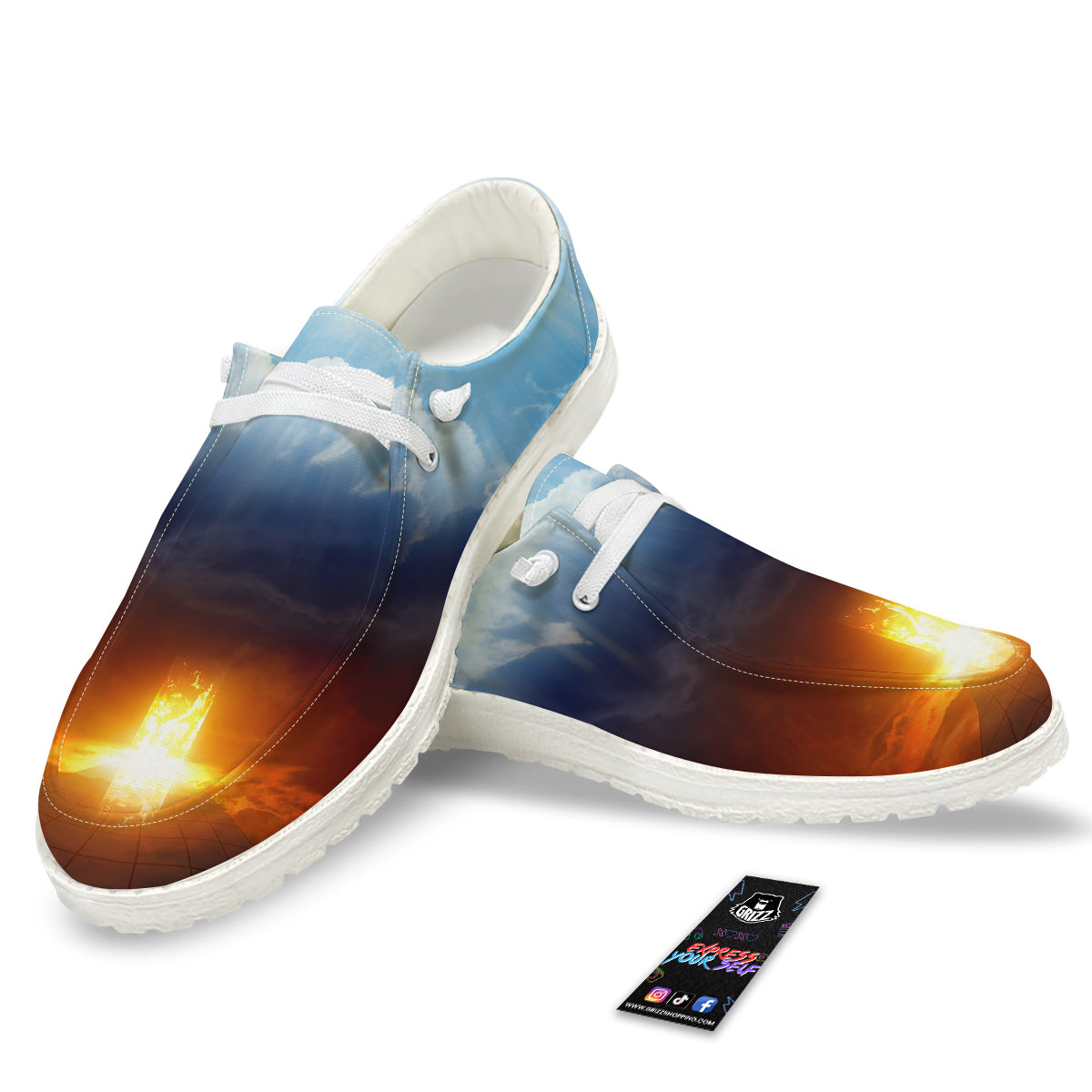 Heaven And Hell Print White Loafers-grizzshop
