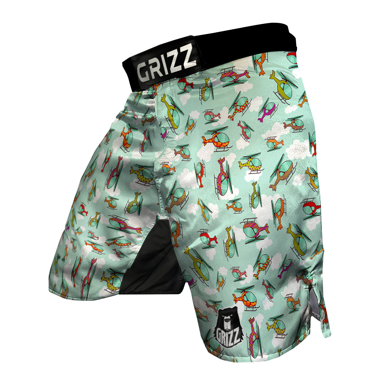 Helicopter On Green Sky Print Pattern MMA Shorts-grizzshop