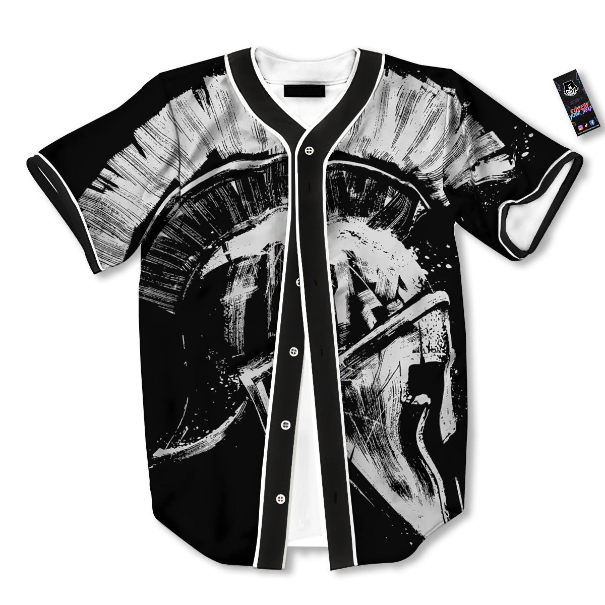Helmet Ancient Spartan Print Baseball Jersey-grizzshop
