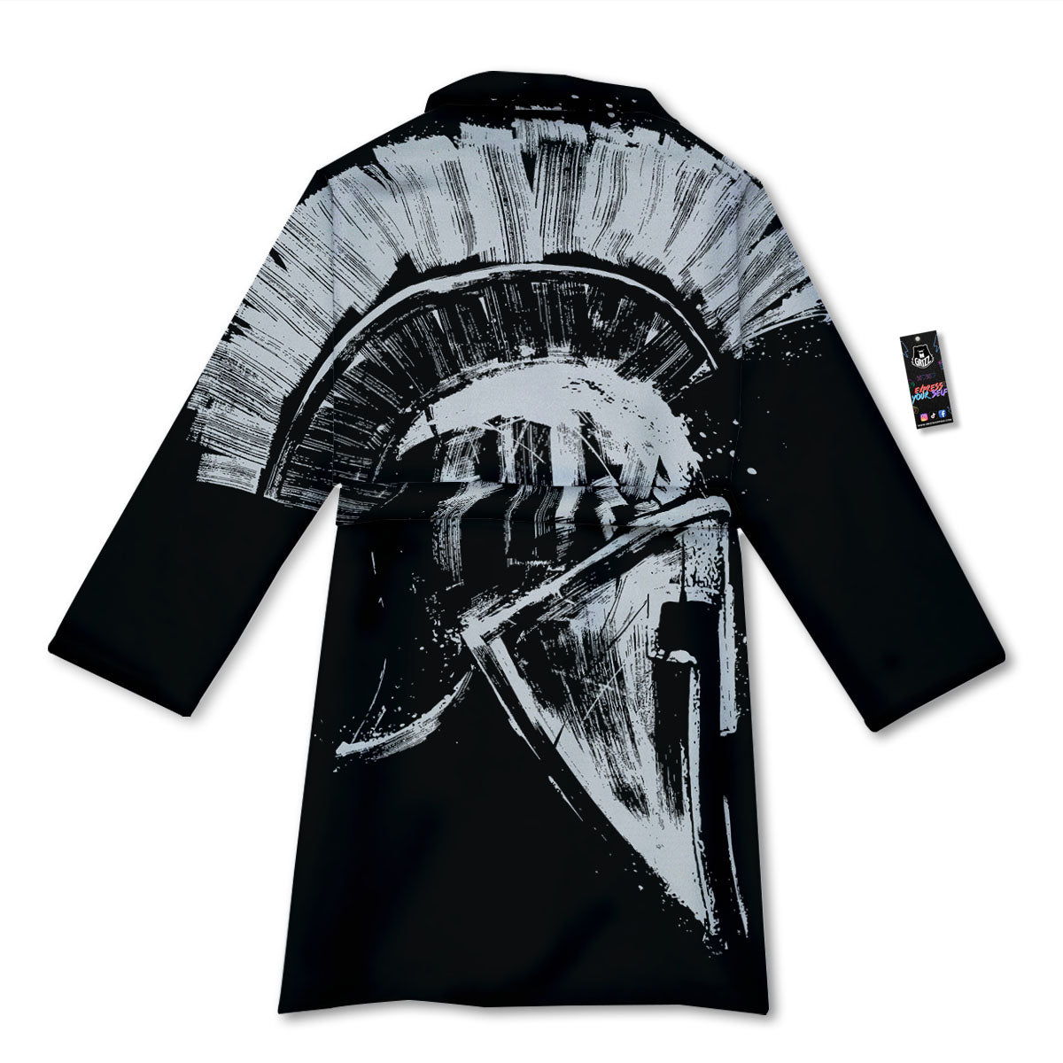 Helmet Ancient Spartan Print Bathrobe-grizzshop