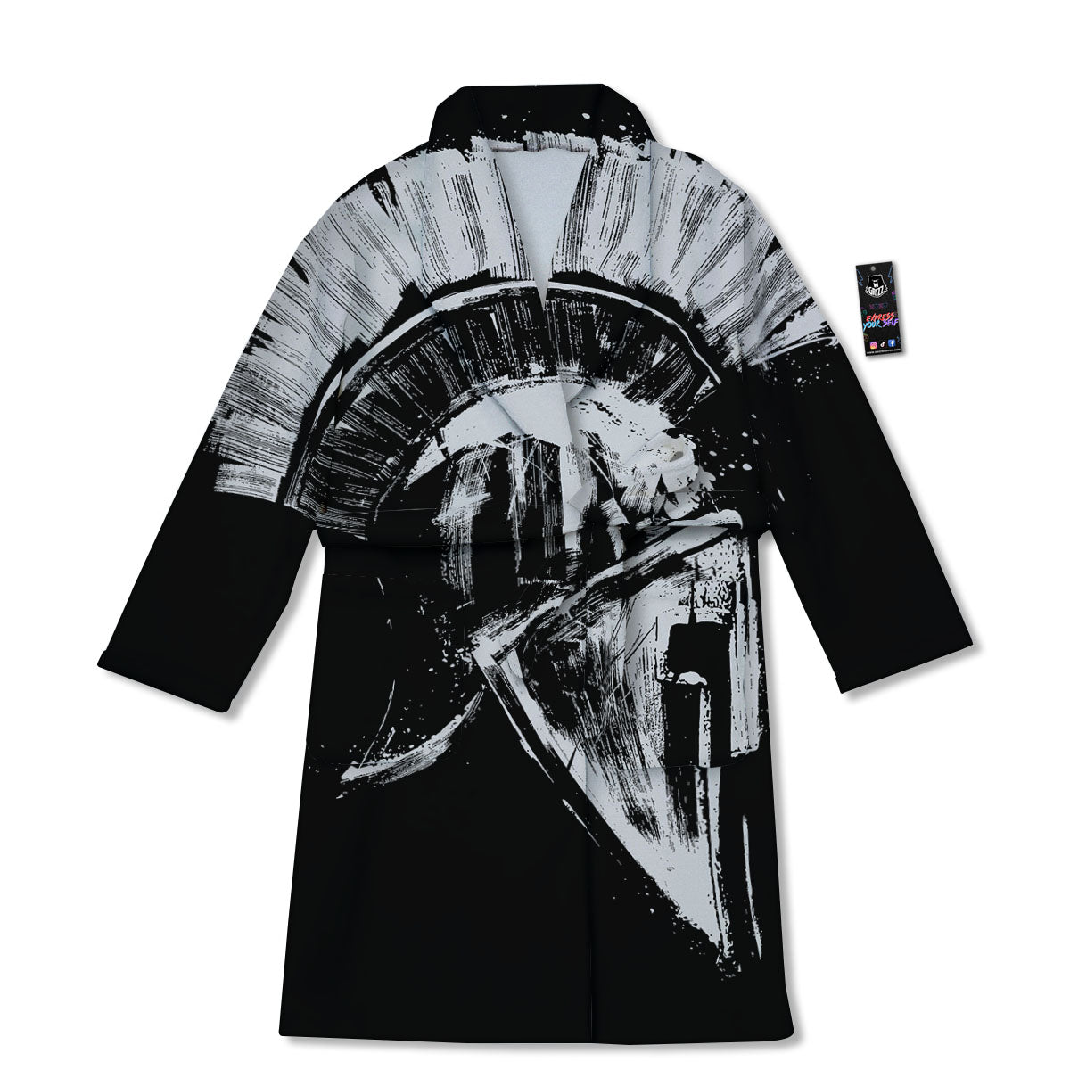 Helmet Ancient Spartan Print Bathrobe-grizzshop