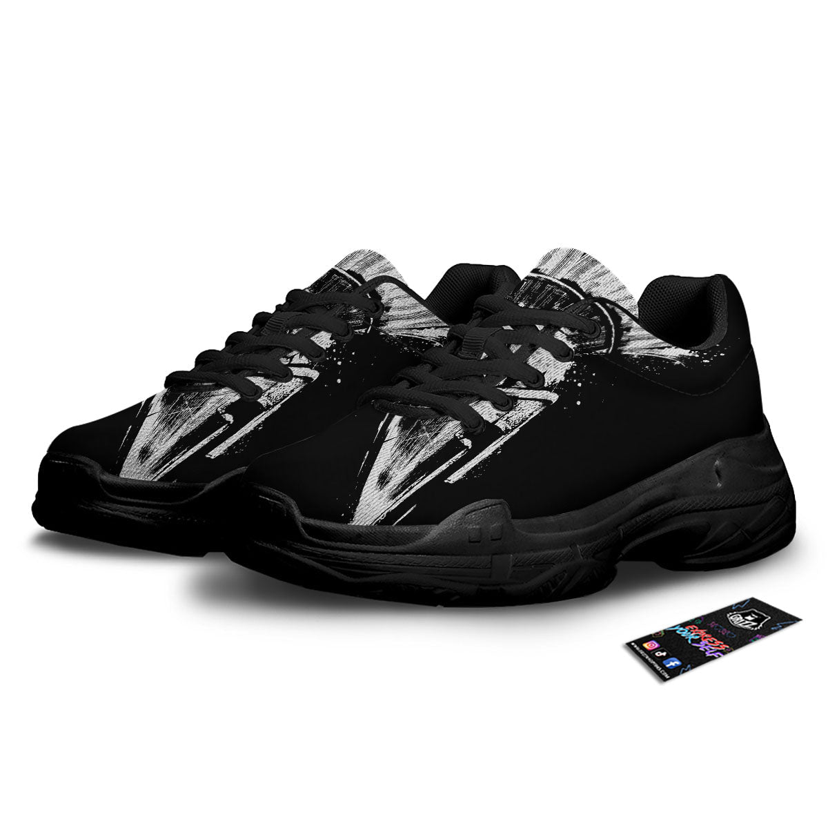 Helmet Ancient Spartan Print Black Chunky Shoes-grizzshop