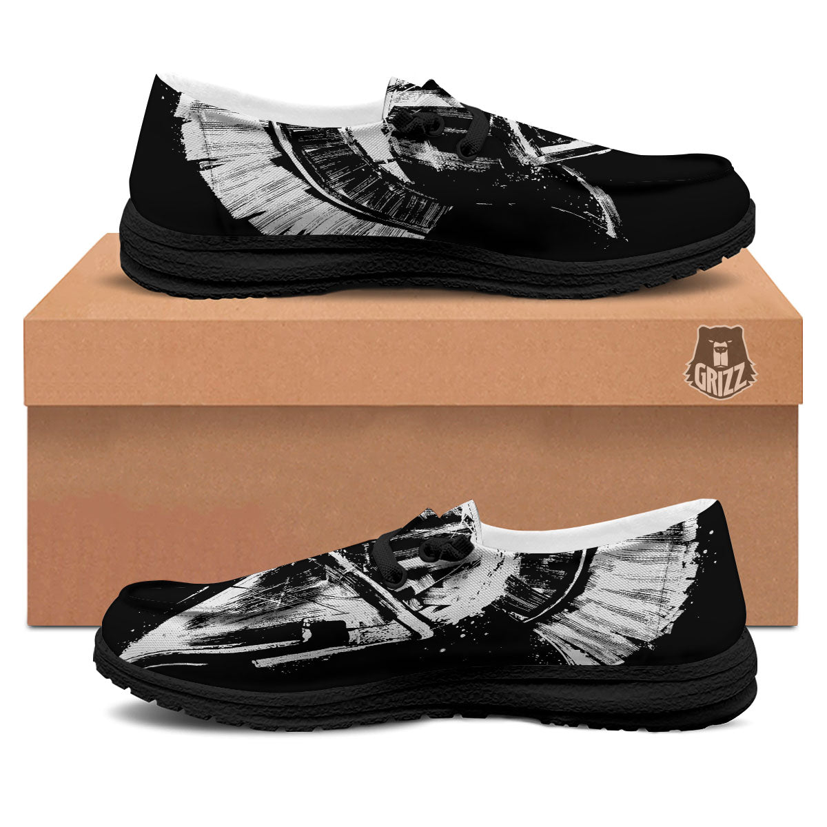 Helmet Ancient Spartan Print Black Loafers-grizzshop