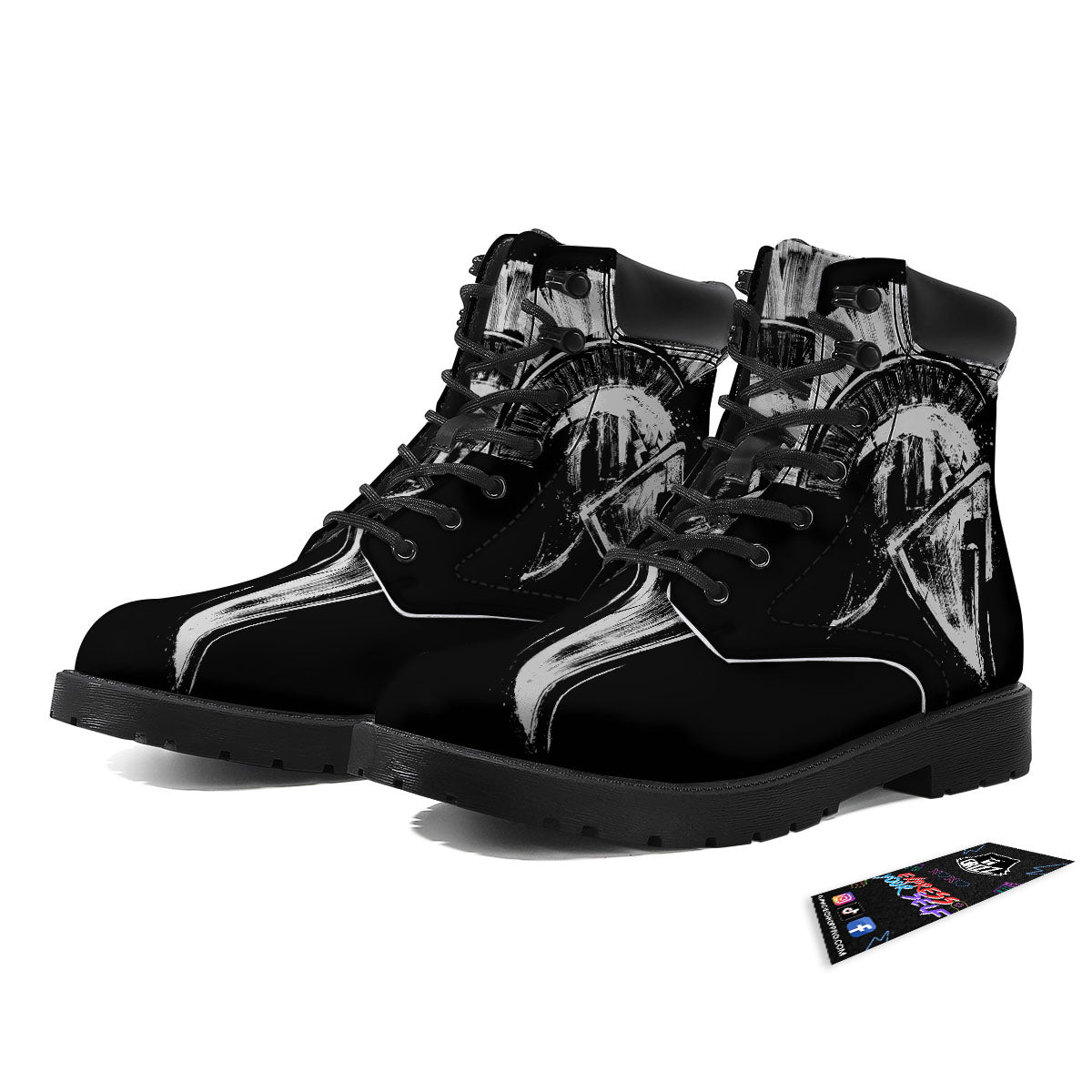 Helmet Ancient Spartan Print Boots-grizzshop