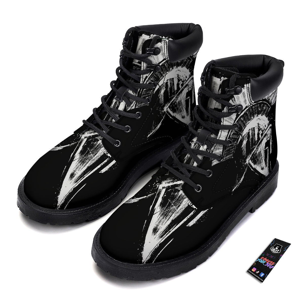 Helmet Ancient Spartan Print Boots-grizzshop
