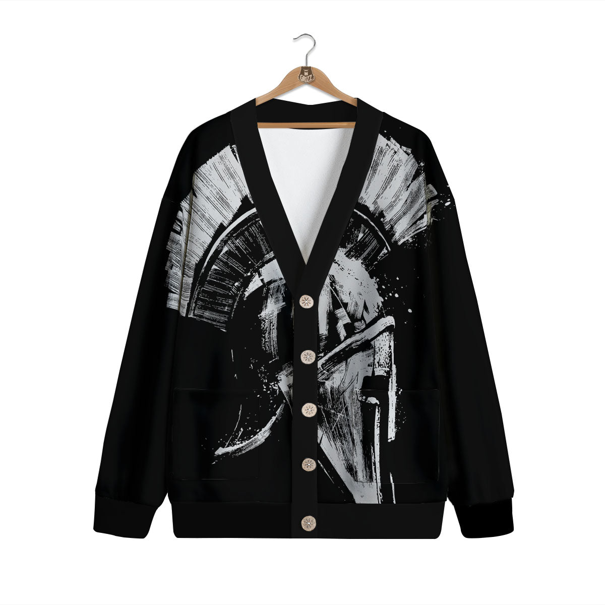 Helmet Ancient Spartan Print Cardigan-grizzshop
