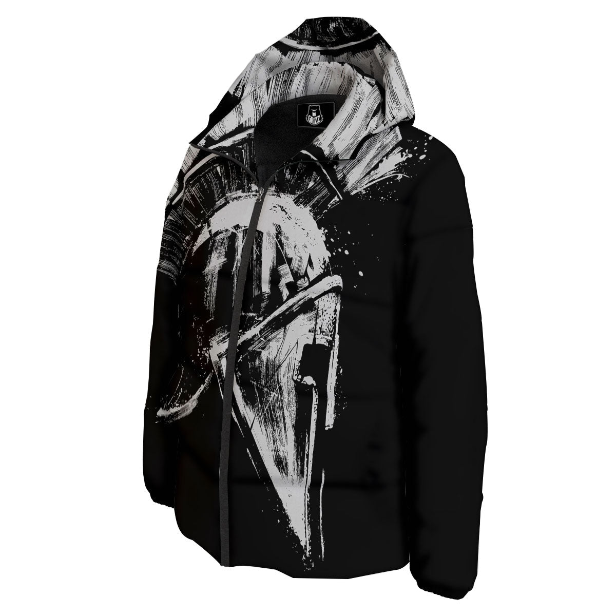 Helmet Ancient Spartan Print Down Jacket-grizzshop