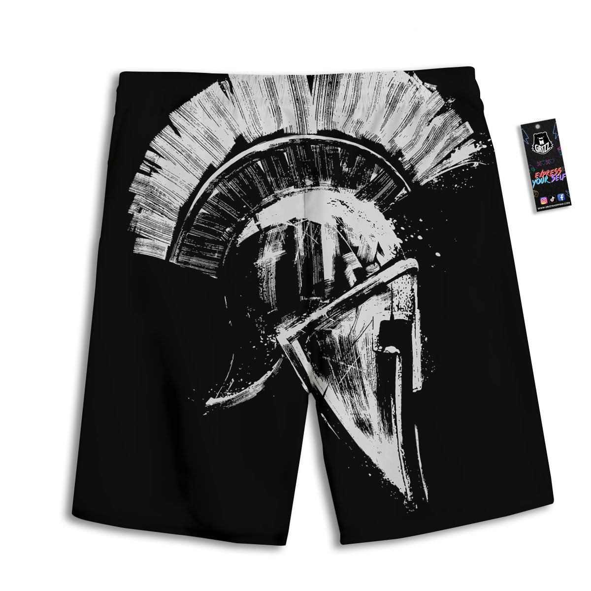 Helmet Ancient Spartan Print Men's Athletic Shorts