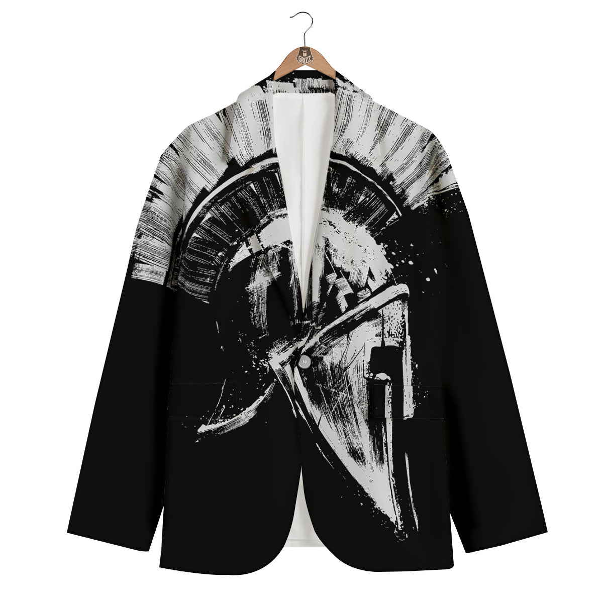 Helmet Ancient Spartan Print Men's Blazer-grizzshop