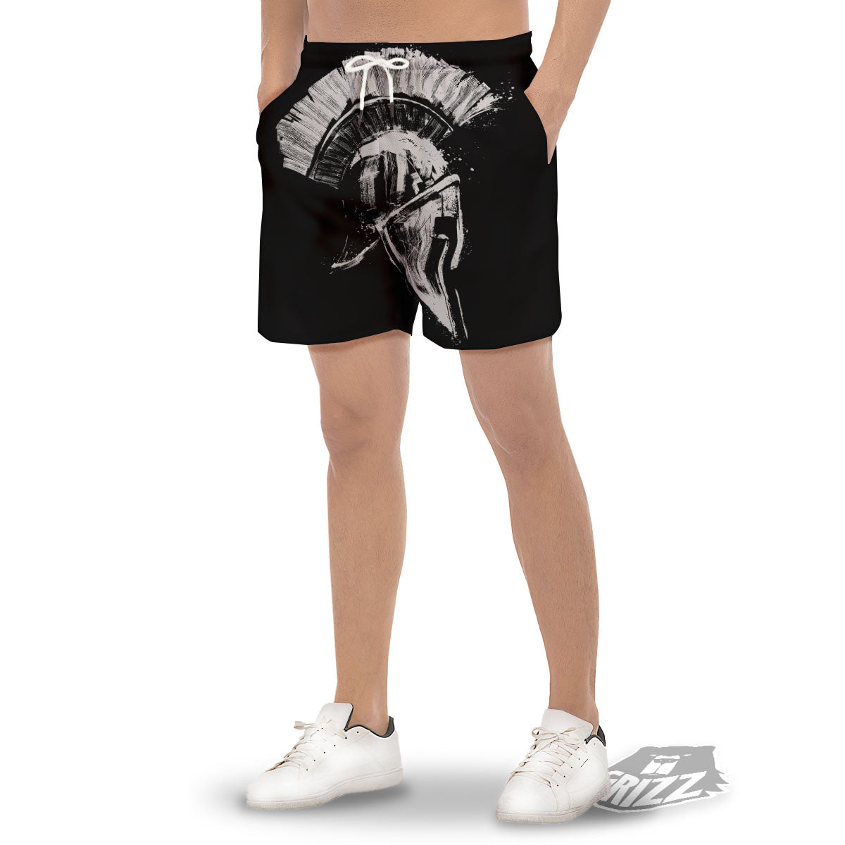 Helmet Ancient Spartan Print Men's Gym Shorts-grizzshop