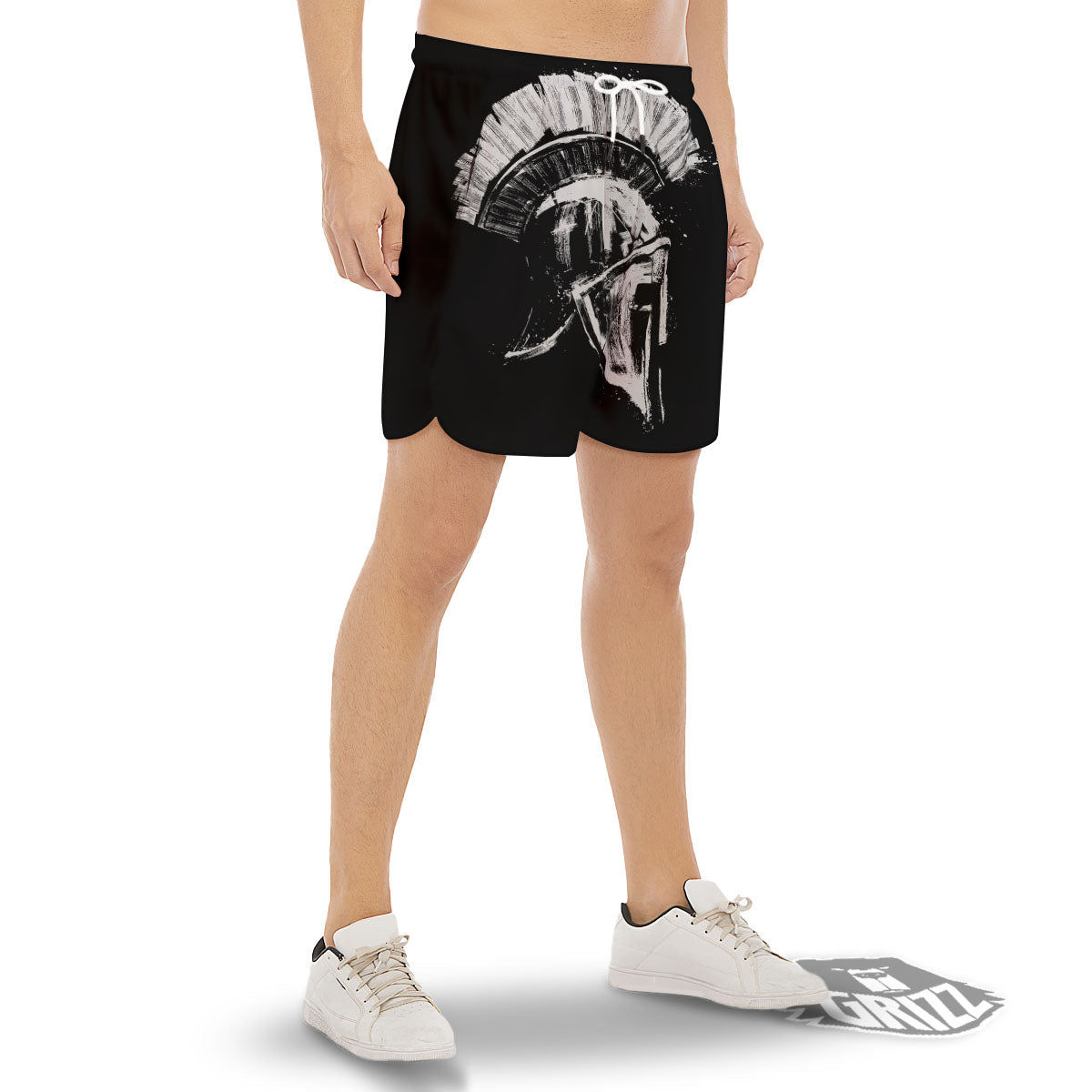 Helmet Ancient Spartan Print Men's Gym Shorts-grizzshop