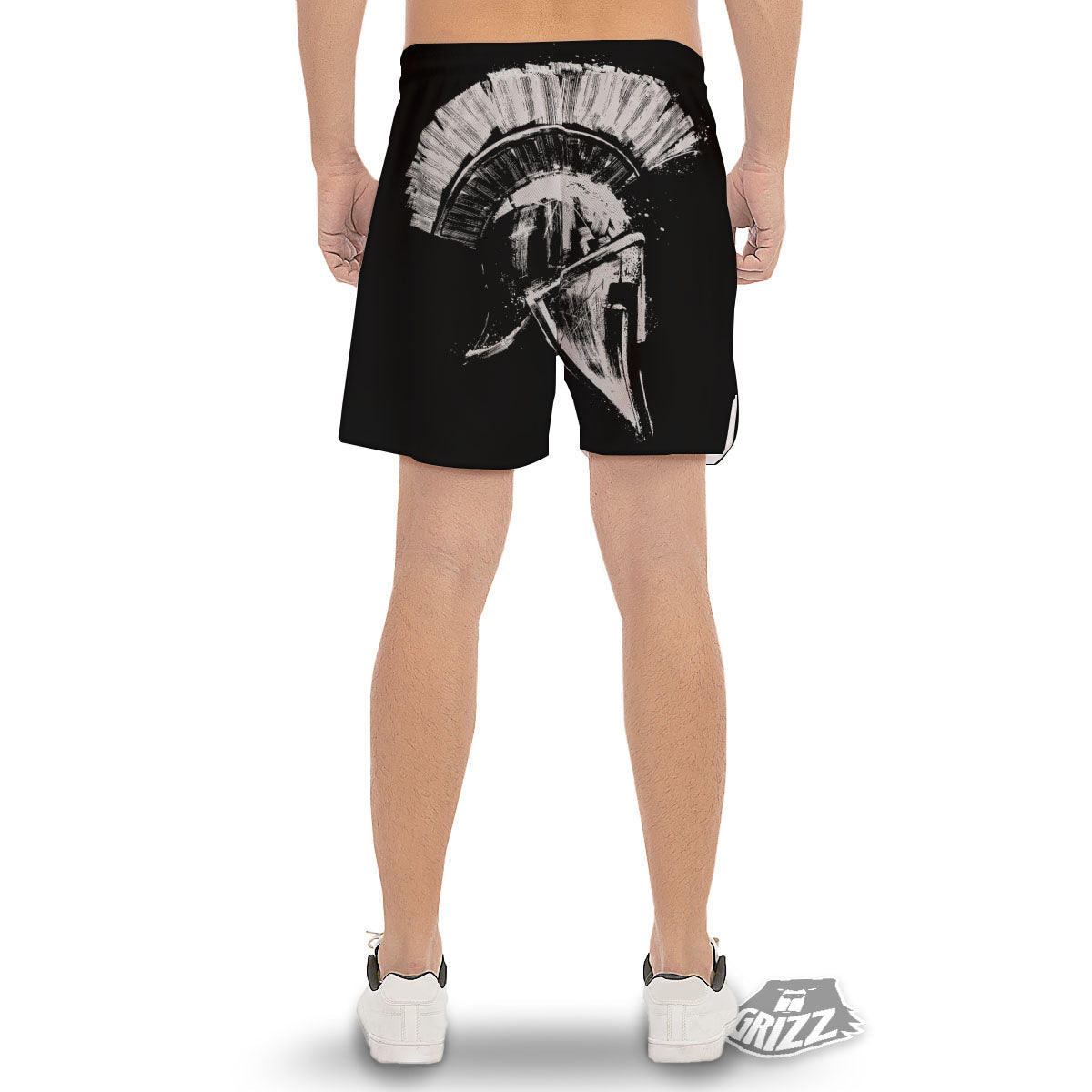 Helmet Ancient Spartan Print Men's Gym Shorts-grizzshop