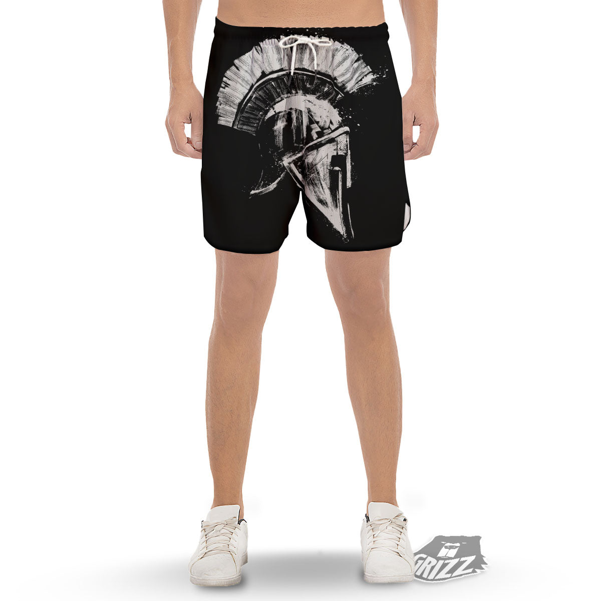 Helmet Ancient Spartan Print Men's Gym Shorts-grizzshop