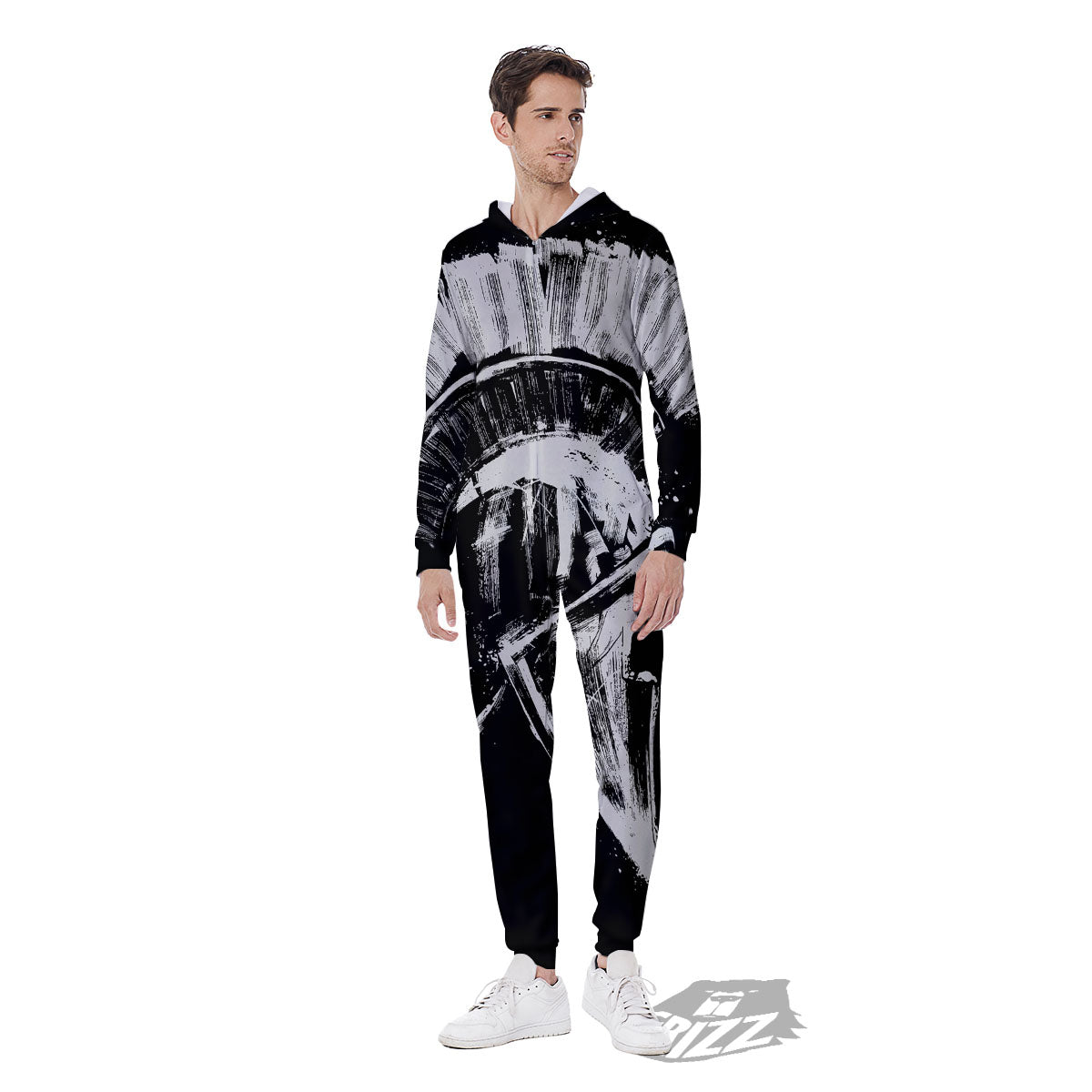 Helmet Ancient Spartan Print Men's Jumpsuit-grizzshop