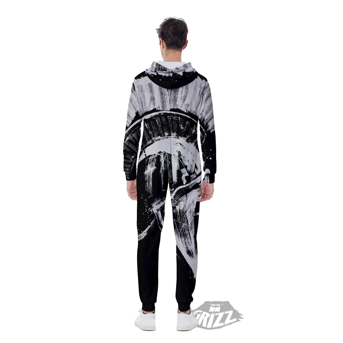 Helmet Ancient Spartan Print Men's Jumpsuit-grizzshop