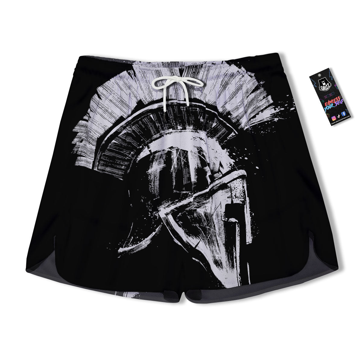 Helmet Ancient Spartan Print Men's Running Shorts-grizzshop