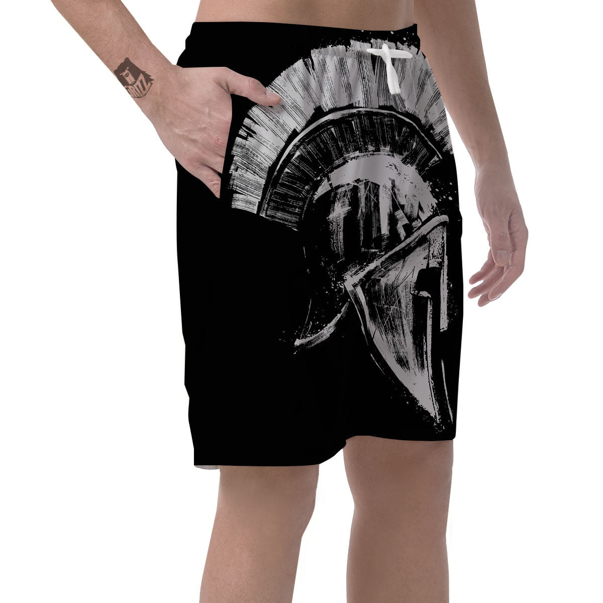 Helmet Ancient Spartan Print Men's Shorts-grizzshop