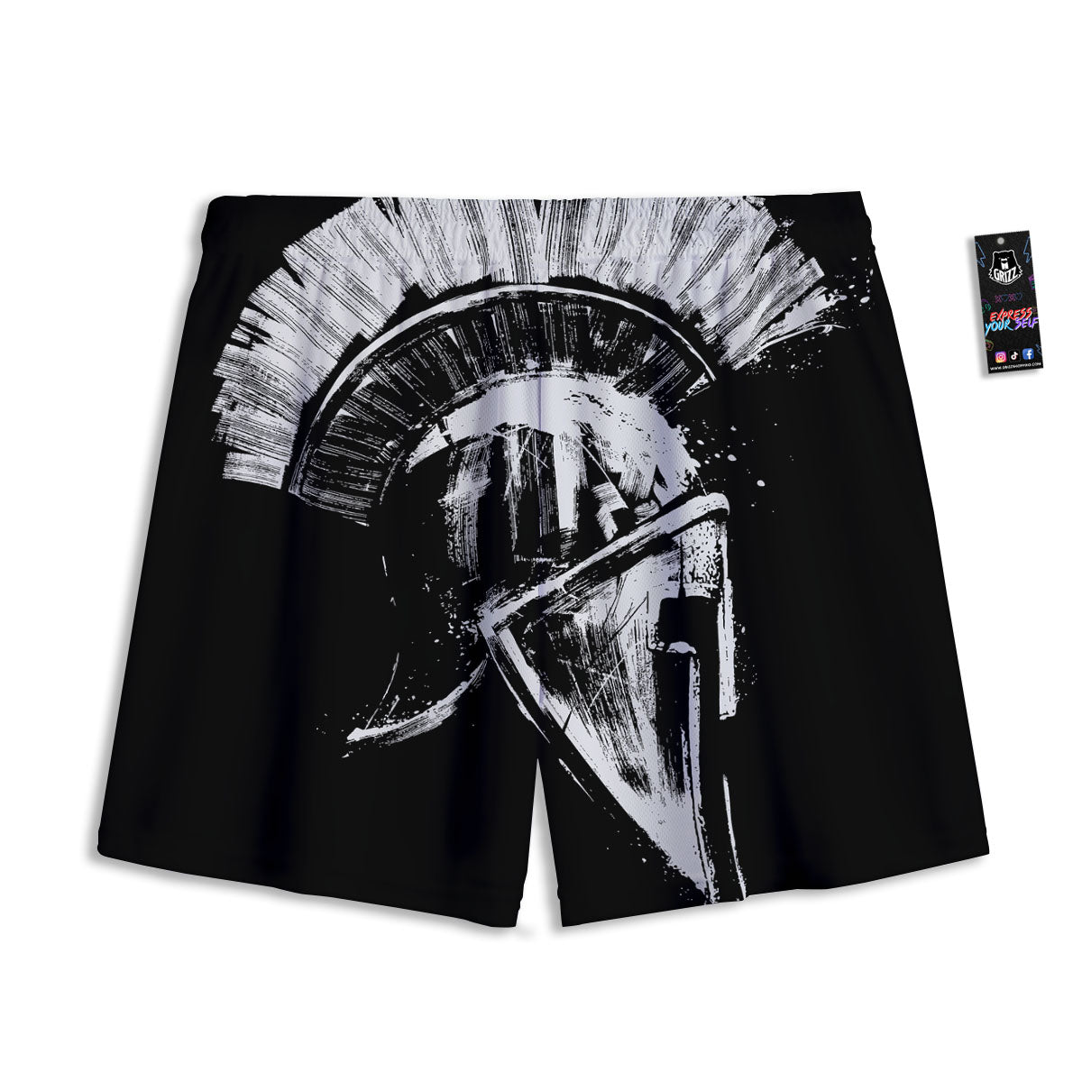Jeans Geometric Denim Print Pattern Mesh Shorts