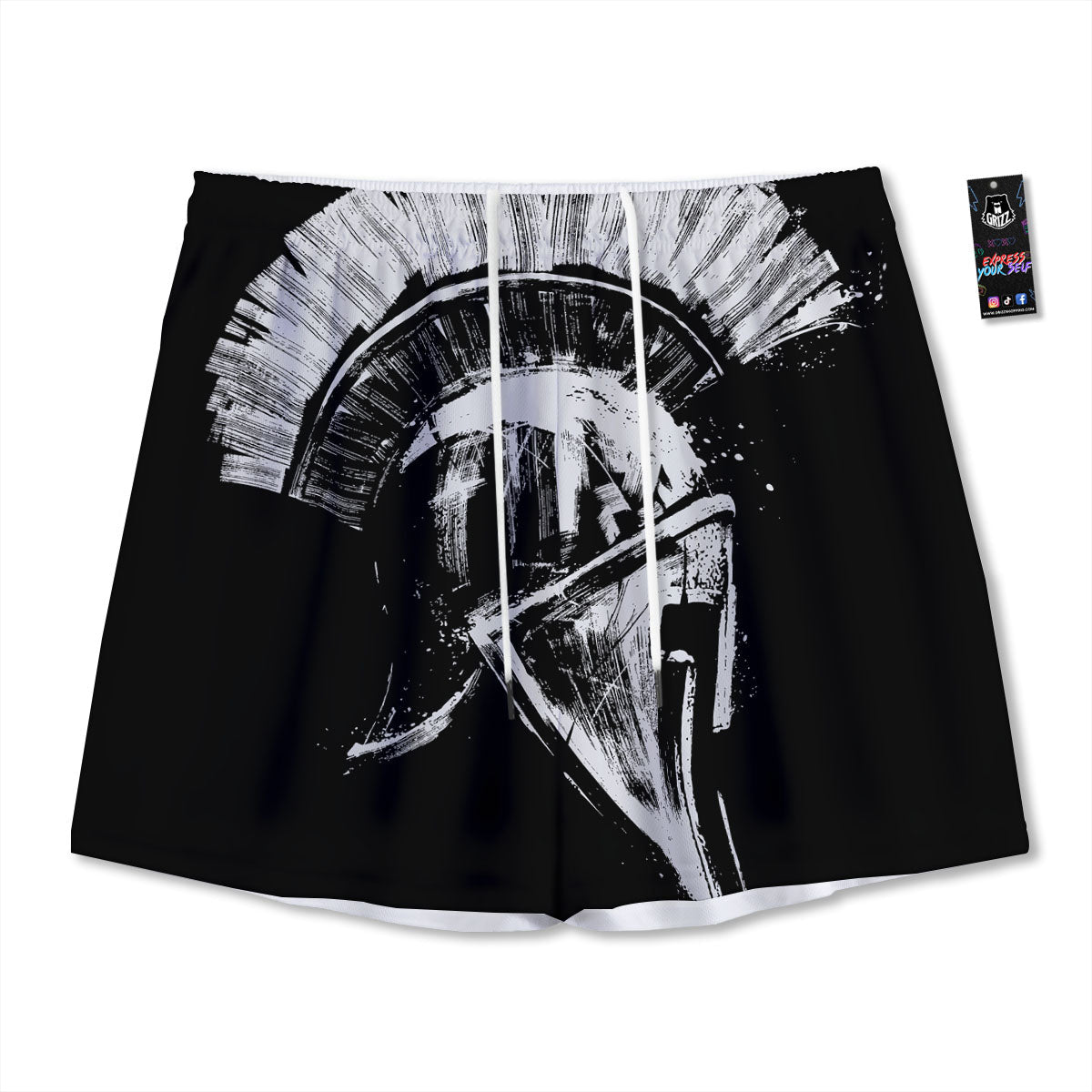 Jeans Geometric Denim Print Pattern Mesh Shorts