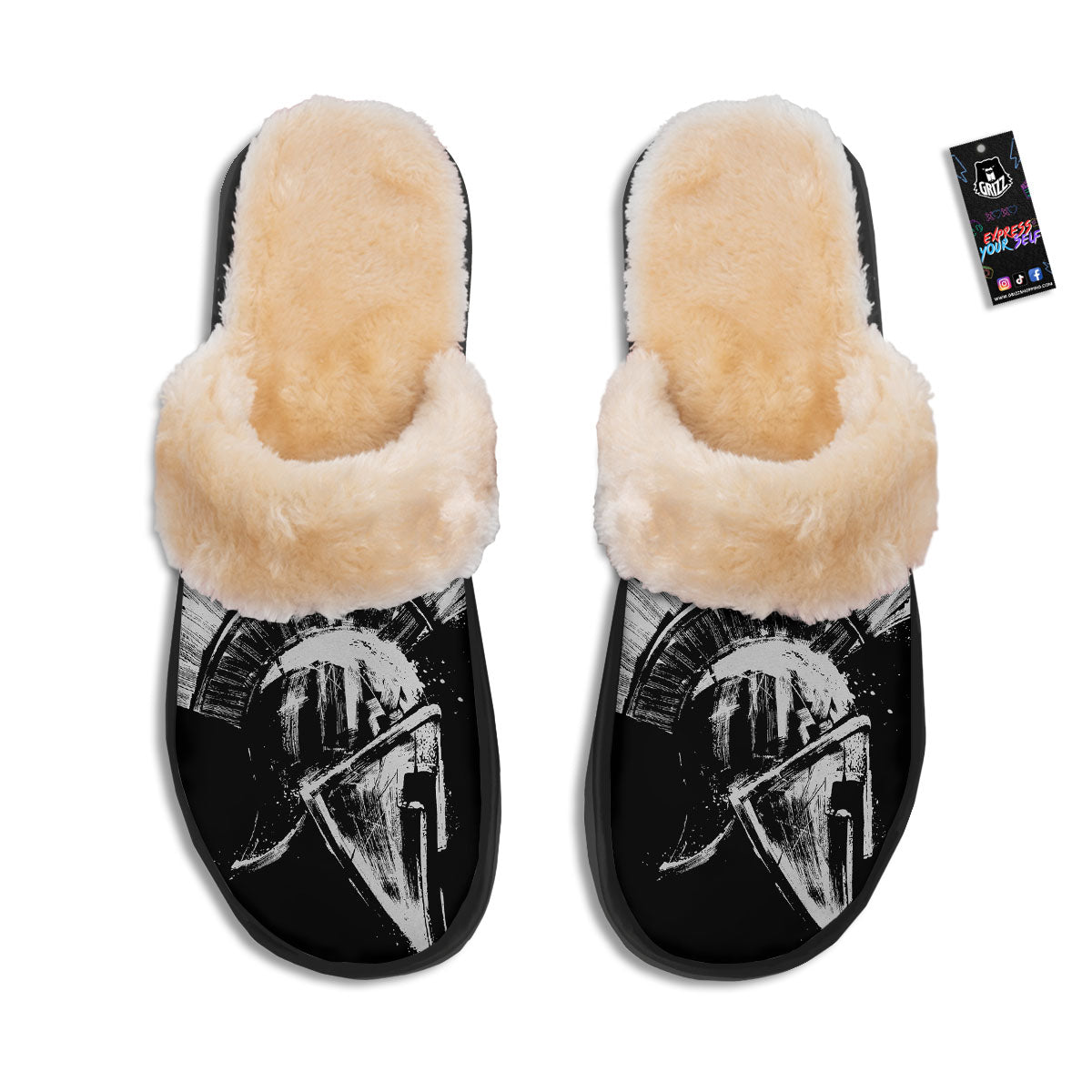 Helmet Ancient Spartan Print Slippers-grizzshop