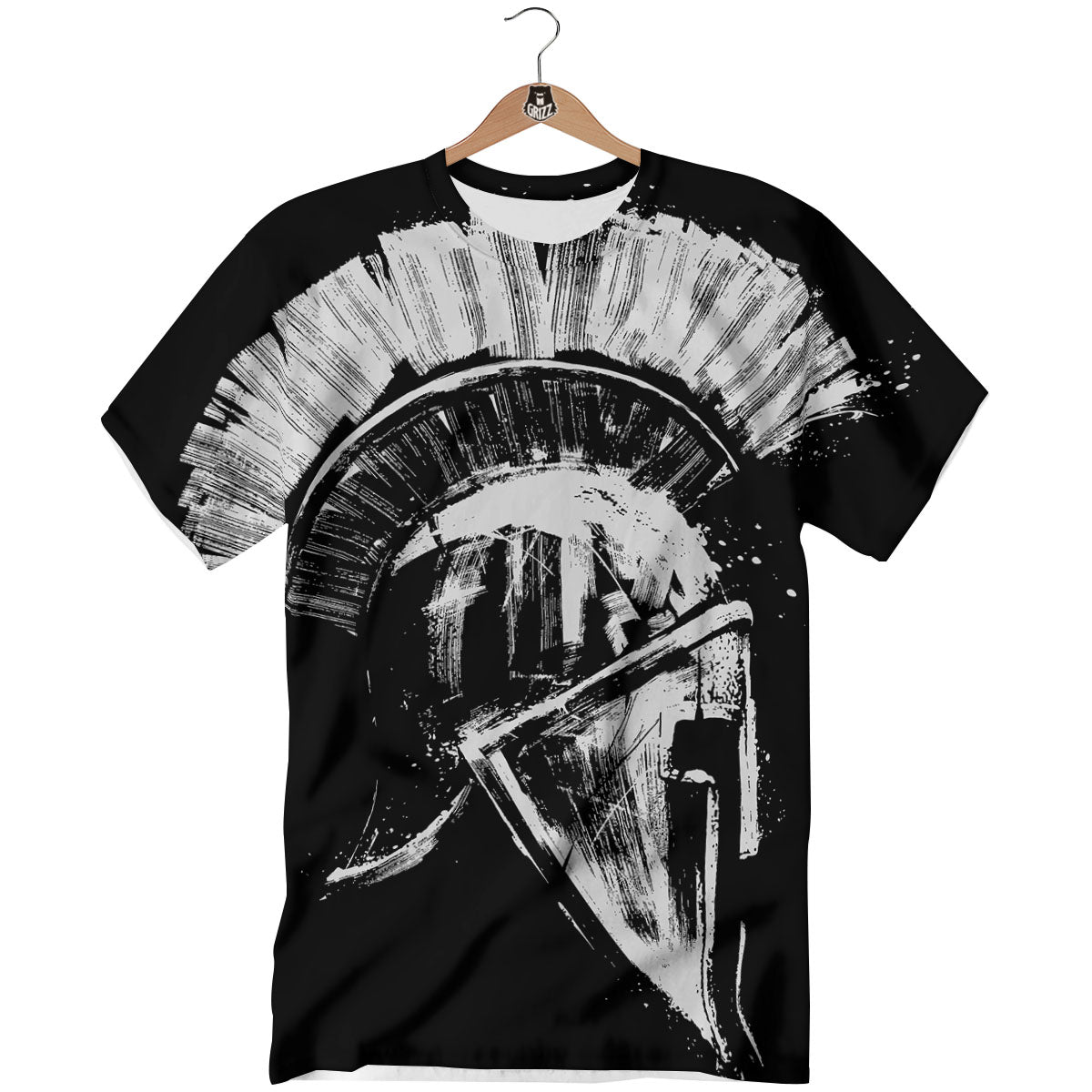 Helmet Ancient Spartan Print T-Shirt-grizzshop